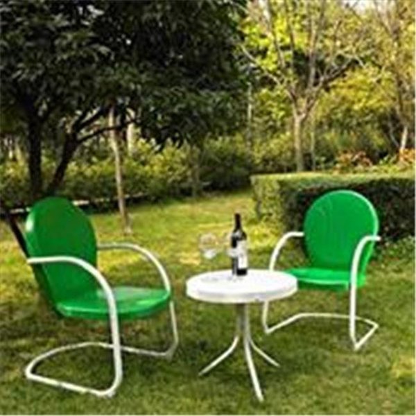Classic Accessories Crosley Furniture  Griffith 3 Piece Metal Outdoor Conversation Seating Set - Two Chairs in Grasshopper Green Finish with Side Table in White Finish VE96695